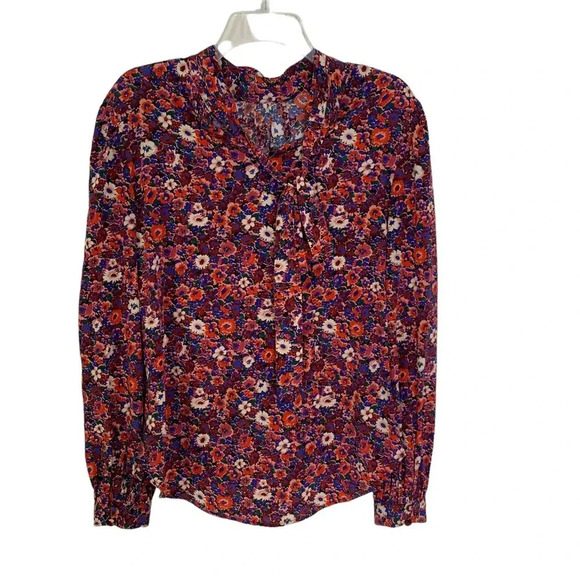 Veronica Beard Silk Chilton Floral Tie Back Blouse Berry Multi Size 2 NWT - Picture 9 of 16